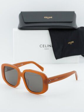 Celine CL40299U 45A Square Sunglasses - Shiny Brown/Grey